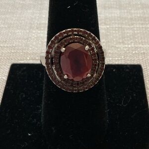 Hessonite Garnet Sterling Silver Plated Ring